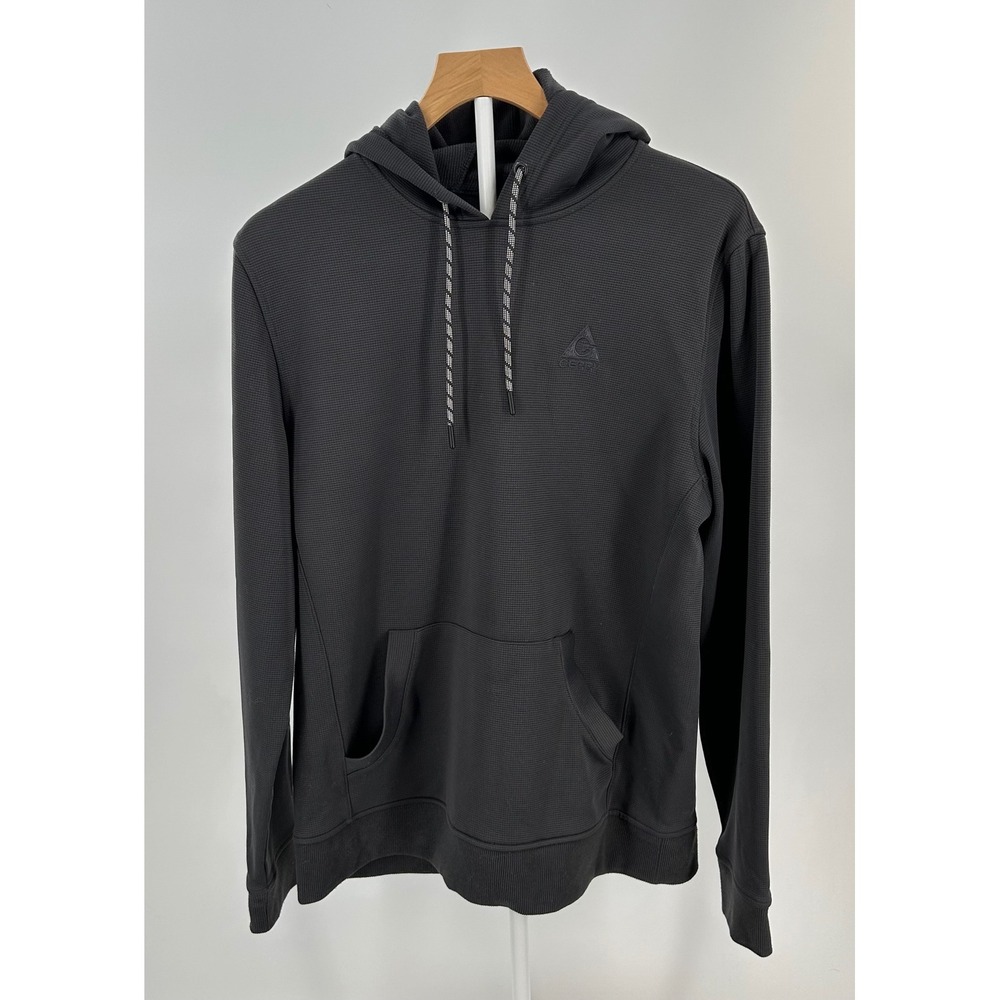 Gerry Mens Waffle Knit Hoodie Charcoal‎ Gray Performance Pullover Medium 1628557